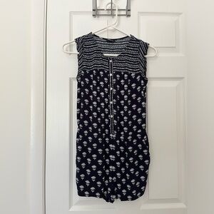 Navy and White Sleeveless Jumpsuit